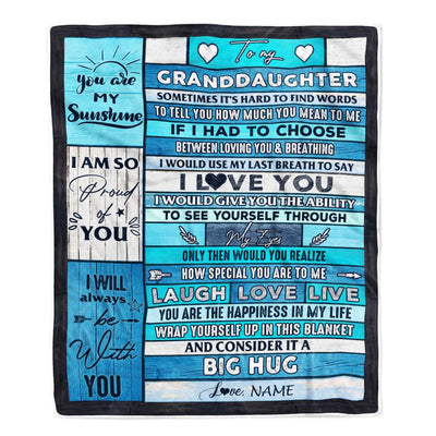 Personalized To My Granddaughter Blanket From Grandma Gigi Wood Laugh Love Live Big Hug Granddaughter Birthday Graduation Christmas Customized Fleece Blanket | siriusteestore