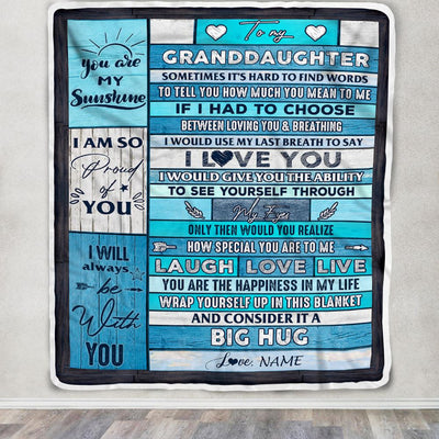 Personalized To My Granddaughter Blanket From Grandma Gigi Wood Laugh Love Live Big Hug Granddaughter Birthday Graduation Christmas Customized Fleece Blanket | siriusteestore