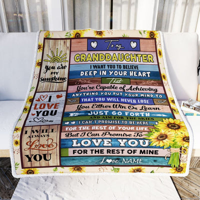 Personalized To My Granddaughter Blanket From Grandma Grammy Believe Deep In Your Heart Daughter Granddaughter Birthday Christmas Customized Bed Fleece Blanket | siriusteestore