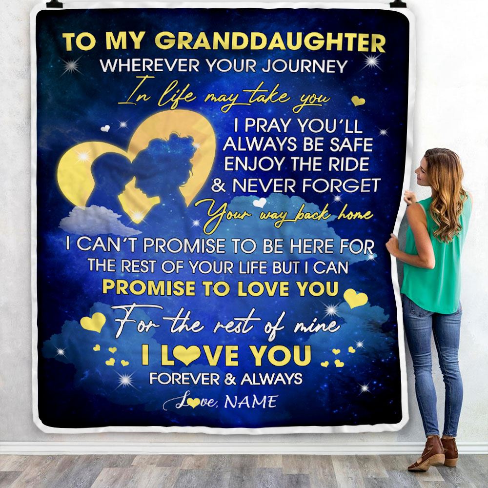 Personalized To My Granddaughter Blanket From Grandma Grammy Wherever Your Journey Granddaughter Birthday Graduation Christmas Customized Fleece Throw Blanket | siriusteestore