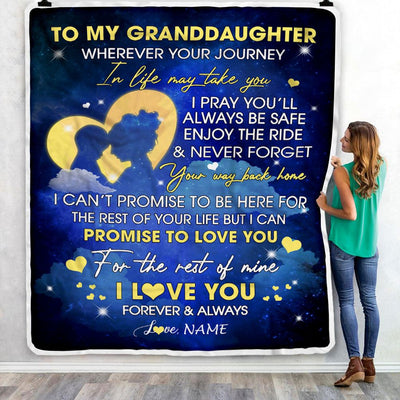 Personalized To My Granddaughter Blanket From Grandma Grammy Wherever Your Journey Granddaughter Birthday Graduation Christmas Customized Fleece Throw Blanket | siriusteestore