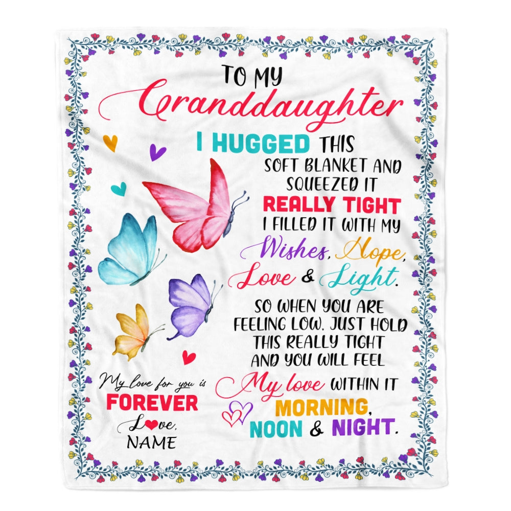 Personalized To My Granddaughter Blanket From Grandma Grandpa Butterfly I Huggest This Soft Blanket Granddaughter Birthday Christmas Bed Fleece Throw Blanket | siriusteestore