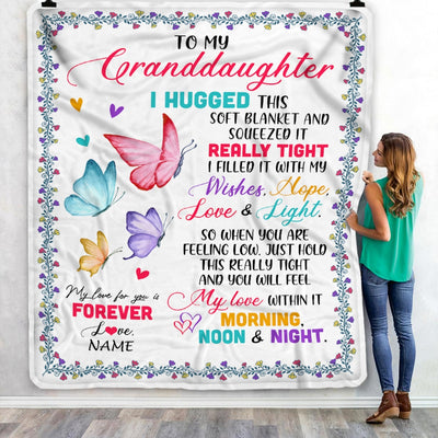 Personalized To My Granddaughter Blanket From Grandma Grandpa Butterfly I Huggest This Soft Blanket Granddaughter Birthday Christmas Bed Fleece Throw Blanket | siriusteestore