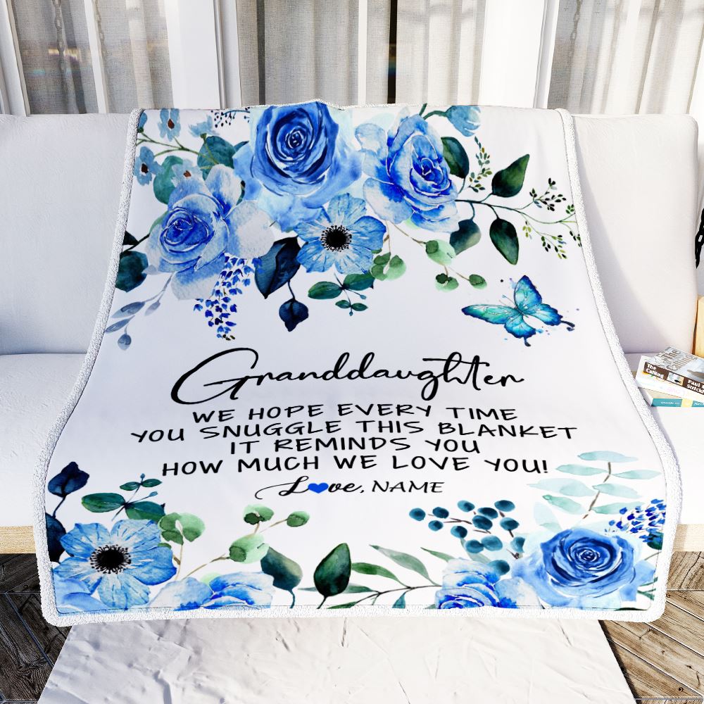 Personalized To My Granddaughter Blanket From Grandma Grandpa Floral How Much We Love You Granddaughter Birthday Christmas Customized Fleece Blanket | siriusteestore