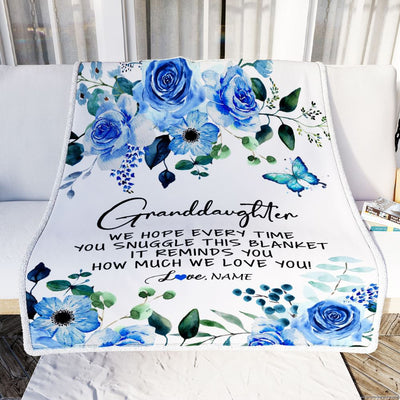 Personalized To My Granddaughter Blanket From Grandma Grandpa Floral How Much We Love You Granddaughter Birthday Christmas Customized Fleece Blanket | siriusteestore