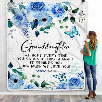 Personalized To My Granddaughter Blanket From Grandma Grandpa Floral How Much We Love You Granddaughter Birthday Christmas Customized Fleece Blanket | siriusteestore