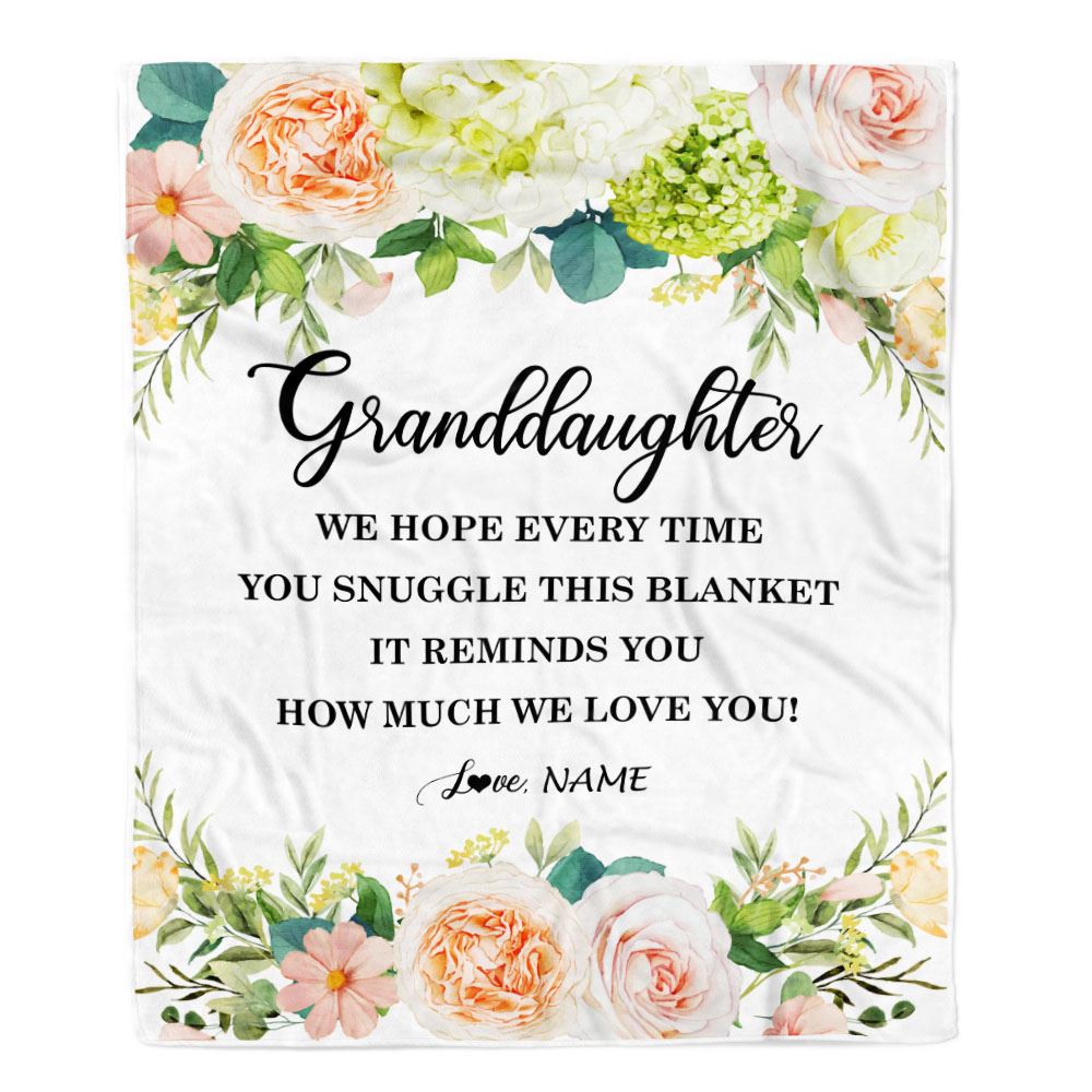 Personalized To My Granddaughter Blanket From Grandma Grandpa How Much We Love You Flower Granddaughter Birthday Christmas Customized Fleece Blanket | siriusteestore