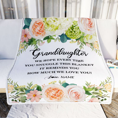 Personalized To My Granddaughter Blanket From Grandma Grandpa How Much We Love You Flower Granddaughter Birthday Christmas Customized Fleece Blanket | siriusteestore