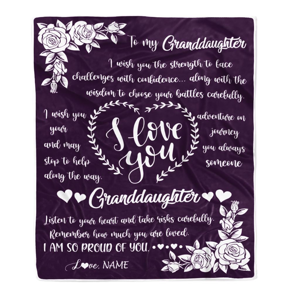 Personalized To My Granddaughter Blanket From Grandma Grandpa I Wish You The Strength Daughter Granddaughter Birthday Christmas Customized Bed Fleece Blanket | siriusteestore