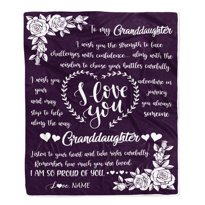 Personalized To My Granddaughter Blanket From Grandma Grandpa I Wish You The Strength Daughter Granddaughter Birthday Christmas Customized Bed Fleece Blanket | siriusteestore