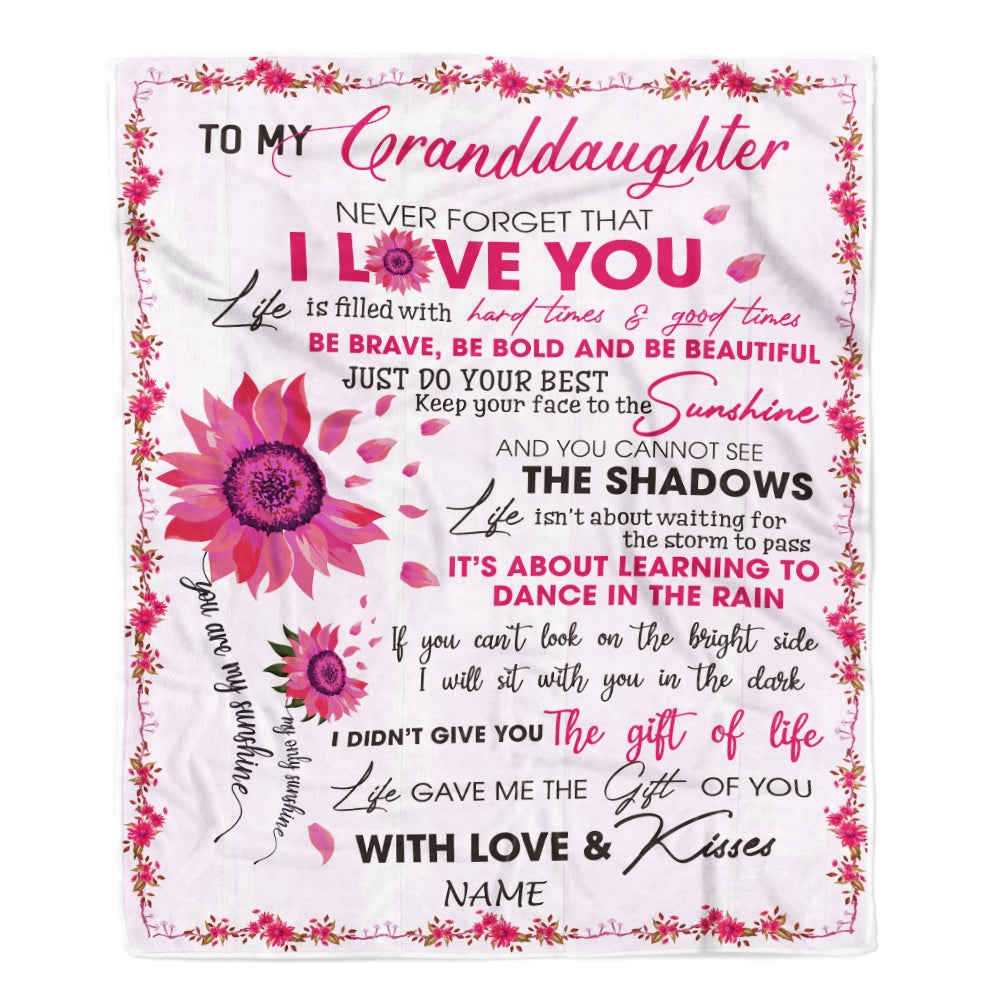 Personalized To My Granddaughter Blanket From Grandma Grandpa Nana I Love You Pink Sunflower Granddaughter Birthday Christmas Customized Fleece Blanket | siriusteestore