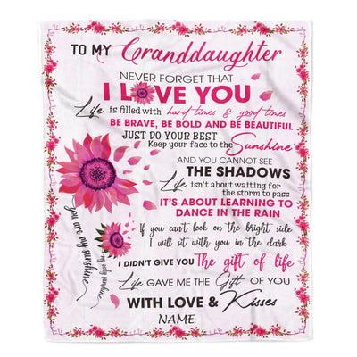 Personalized To My Granddaughter Blanket From Grandma Grandpa Nana I Love You Pink Sunflower Granddaughter Birthday Christmas Customized Fleece Blanket | siriusteestore