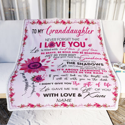 Personalized To My Granddaughter Blanket From Grandma Grandpa Nana I Love You Pink Sunflower Granddaughter Birthday Christmas Customized Fleece Blanket | siriusteestore