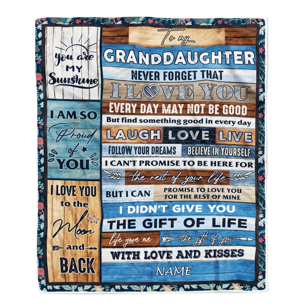 Personalized To My Granddaughter Blanket From Grandma Grandpa Nana I Love You Wood Birthday Christmas Thanksgiving Graduation Customized Fleece Blanket | siriusteestore