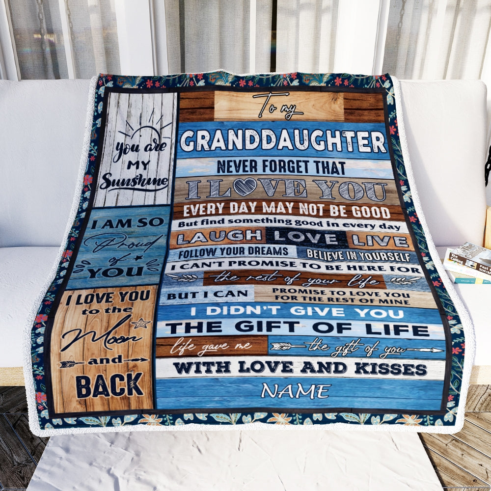 Personalized To My Granddaughter Blanket From Grandma Grandpa Nana I Love You Wood Birthday Christmas Thanksgiving Graduation Customized Fleece Blanket | siriusteestore