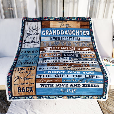 Personalized To My Granddaughter Blanket From Grandma Grandpa Nana I Love You Wood Birthday Christmas Thanksgiving Graduation Customized Fleece Blanket | siriusteestore