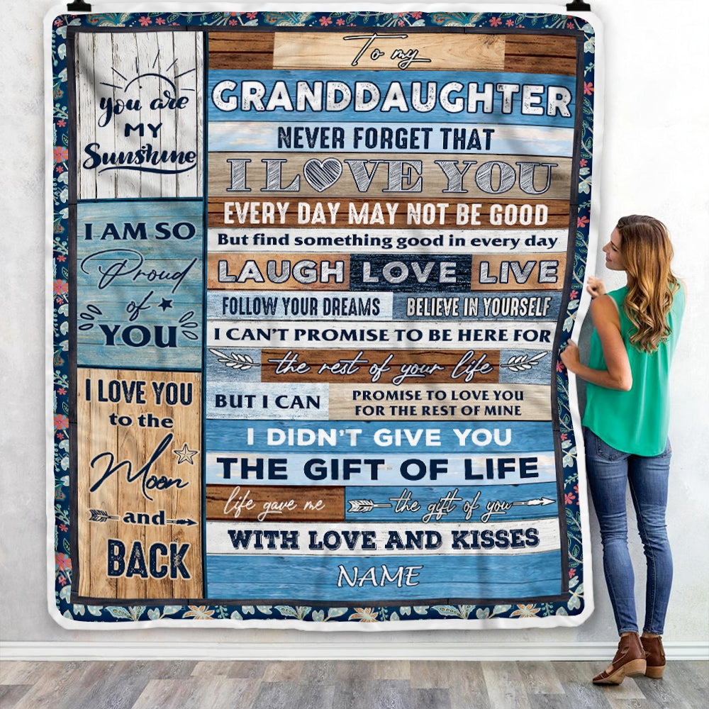 Personalized To My Granddaughter Blanket From Grandma Grandpa Nana I Love You Wood Birthday Christmas Thanksgiving Graduation Customized Fleece Blanket | siriusteestore