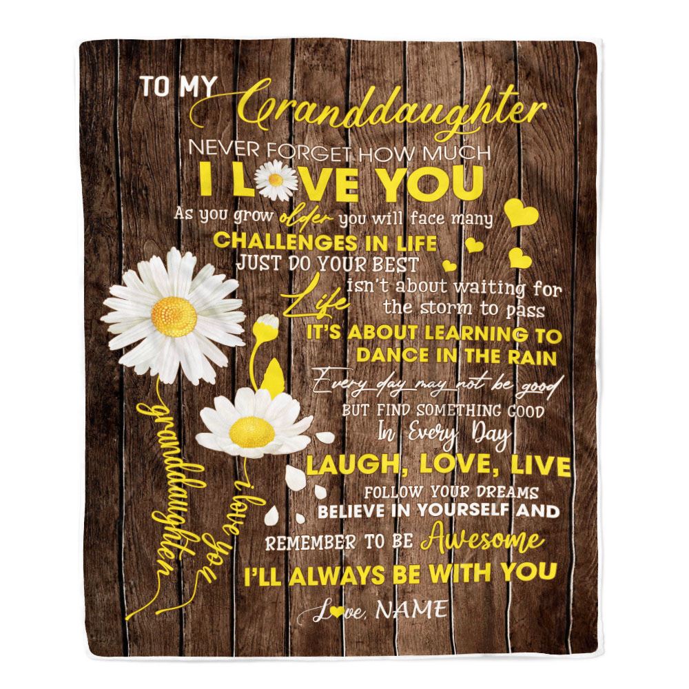 Personalized To My Granddaughter Blanket From Grandma Grandpa Never Forget I Love You Daisy Granddaughter Birthday Christmas Customized Bed Fleece Blanket | siriusteestore
