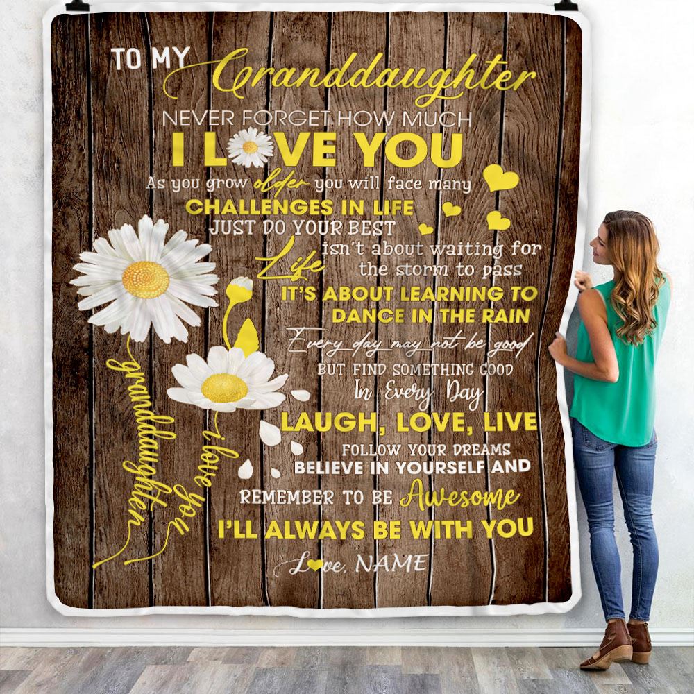 Personalized To My Granddaughter Blanket From Grandma Grandpa Never Forget I Love You Daisy Granddaughter Birthday Christmas Customized Bed Fleece Blanket | siriusteestore