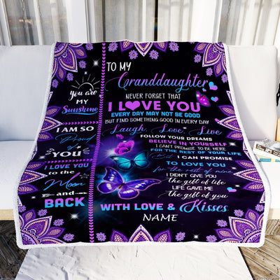 Personalized To My Granddaughter Blanket From Grandma Grandpa Never Forget That I Love You Bufterfly Granddaughter Birthday Christmas Fleece Throw Blanket | siriusteestore
