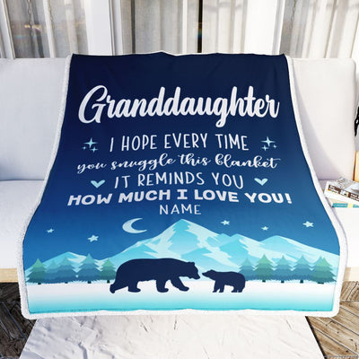 Personalized To My Granddaughter Blanket From Grandma I Hope Every Time Bear Granddaughter Birthday Graduation Christmas Customized Fleece Blanket | siriusteestore
