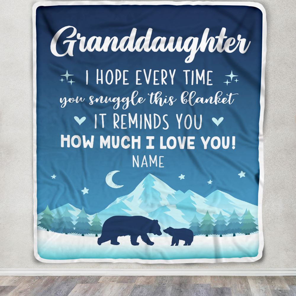 Personalized To My Granddaughter Blanket From Grandma I Hope Every Time Bear Granddaughter Birthday Graduation Christmas Customized Fleece Blanket | siriusteestore