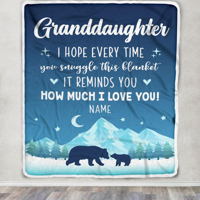 Personalized To My Granddaughter Blanket From Grandma I Hope Every Time Bear Granddaughter Birthday Graduation Christmas Customized Fleece Blanket | siriusteestore
