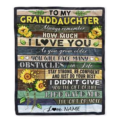 Personalized To My Granddaughter Blanket From Grandma Nana Always Remember How Much I Love You Wood Sunflower Granddaughter Birthday Christmas Fleece Blanket | siriusteestore