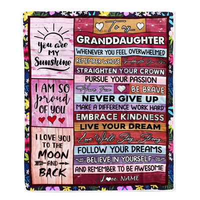 Personalized To My Granddaughter Blanket From Grandma Nana Believe In Yourself Awesome Pink Wood Birthday Graduation Christmas Customized Fleece Blanket | siriusteestore