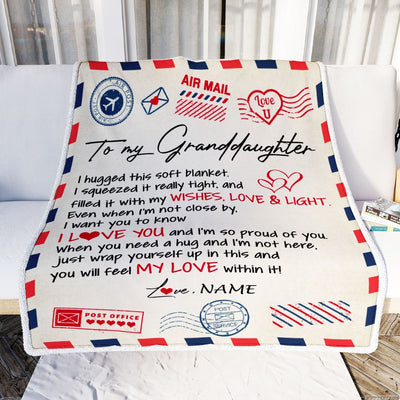 Personalized To My Granddaughter Blanket From Grandma Nana Grandpa Air Mail Letter I Love You Granddaughter Birthday Christmas Customized Fleece Throw Blanket | siriusteestore