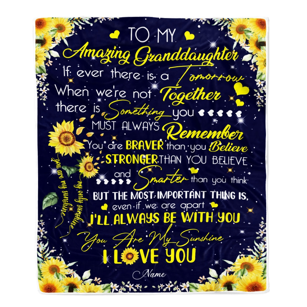 Personalized To My Granddaughter Blanket From Grandma Nana Grandpa You Are My Sunshine Sunflower Birthday Christmas Customized Fleece Blanket | siriusteestore
