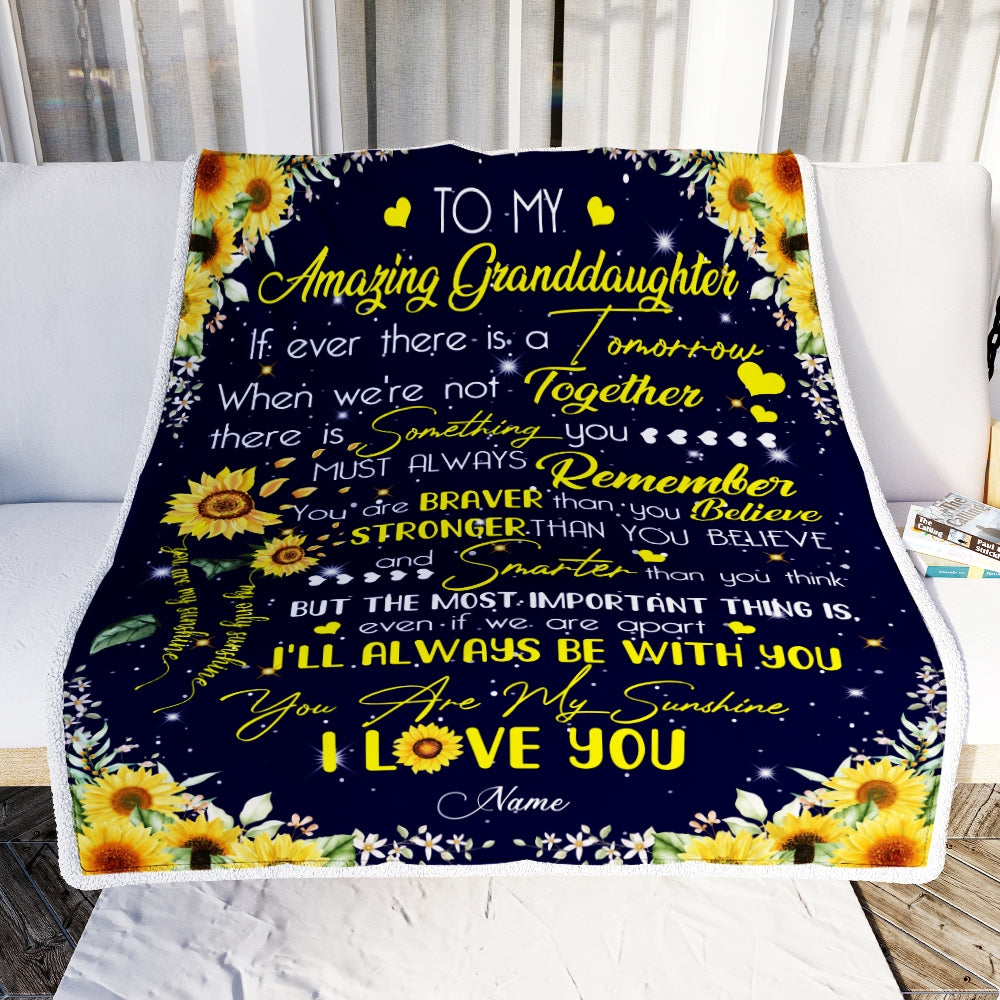 Personalized To My Granddaughter Blanket From Grandma Nana Grandpa You Are My Sunshine Sunflower Birthday Christmas Customized Fleece Blanket | siriusteestore