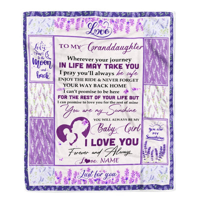 Personalized To My Granddaughter Blanket From Grandma Nana Love You Are My Sunshine Flower Purple Birthday Christmas Customized Fleece Blanket | siriusteestore