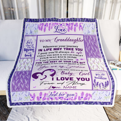 Personalized To My Granddaughter Blanket From Grandma Nana Love You Are My Sunshine Flower Purple Birthday Christmas Customized Fleece Blanket | siriusteestore