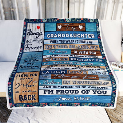 Personalized To My Granddaughter Blanket From Grandma Nana Papa Believe in Yourself Wood Granddaughter Birthday Christmas Customized Bed Fleece Throw Blanket | siriusteestore