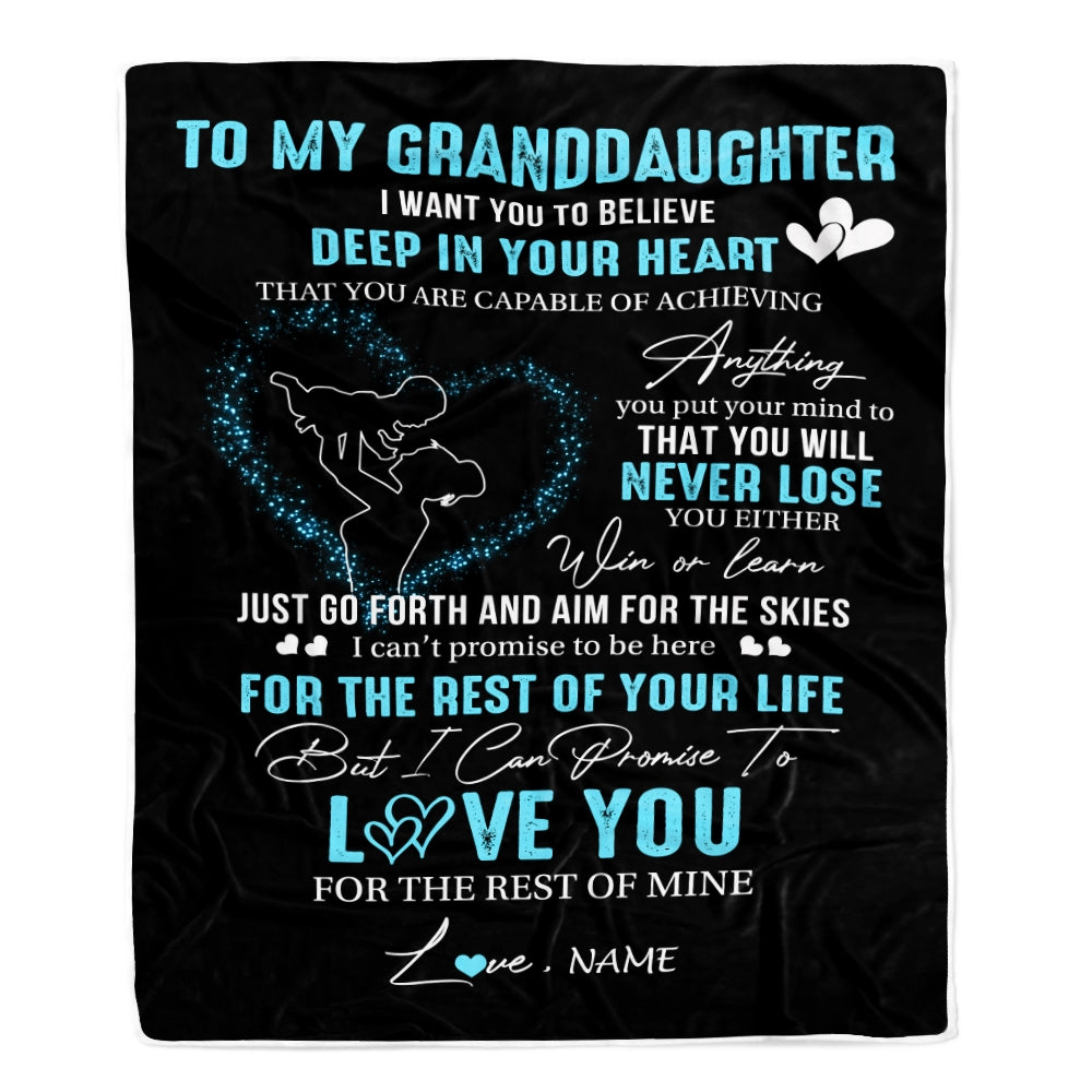 Personalized To My Granddaughter Blanket From Grandma Nana Promise To Love You Granddaughter Birthday Graduation Christmas Bed Fleece Throw Blanket | siriusteestore