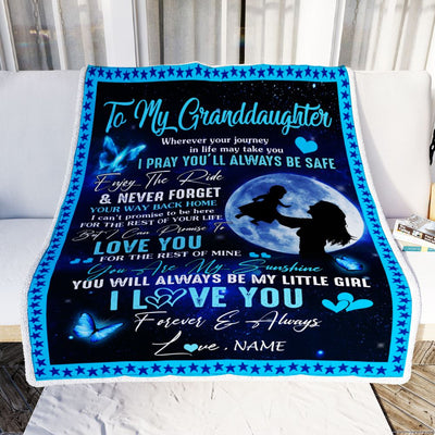 Personalized To My Granddaughter Blanket From Grandma Nana Wherever Your Journey My Little Girl Granddaughter Birthday Christmas Customized Fleece Blanket | siriusteestore