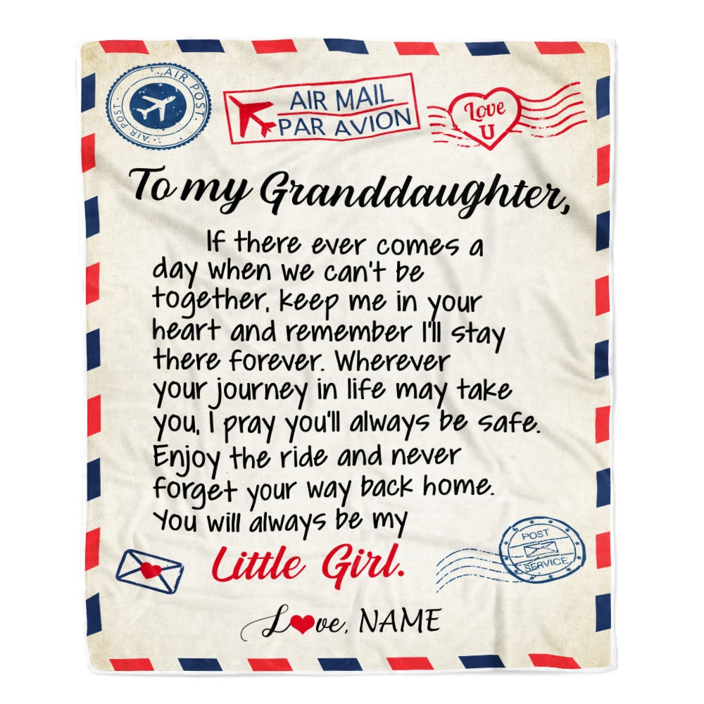 Personalized To My Granddaughter Blanket From Grandma Papa Air Mail Letter Little Girl Granddaughter Birthday Christmas Gift Bed Quilt Fleece Throw Blanket | siriusteestore