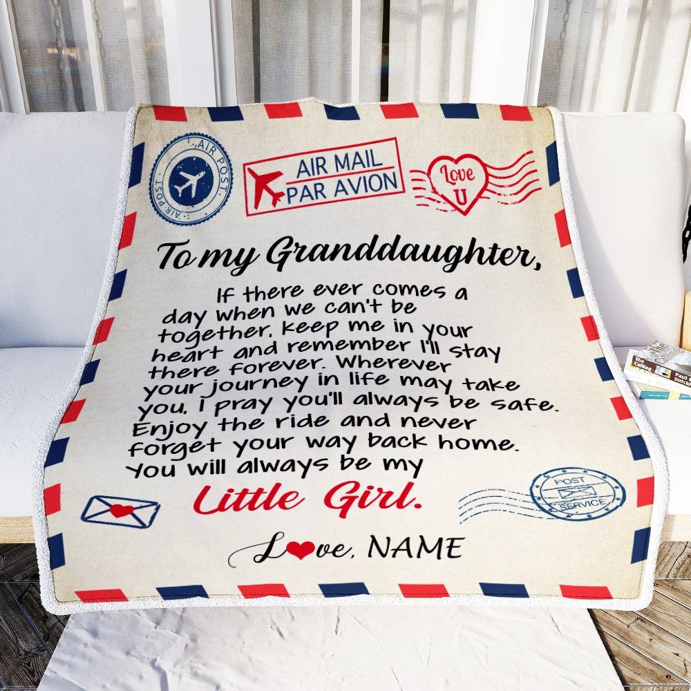 Personalized To My Granddaughter Blanket From Grandma Papa Air Mail Letter Little Girl Granddaughter Birthday Christmas Gift Bed Quilt Fleece Throw Blanket | siriusteestore
