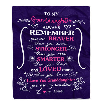 Personalized To My Granddaughter Blanket From Grandma Papa Mother Purple I Love You Granddaughter Birthday Christmas Gift Customized Bed Quilt Fleece Throw Blanket | siriusteestore