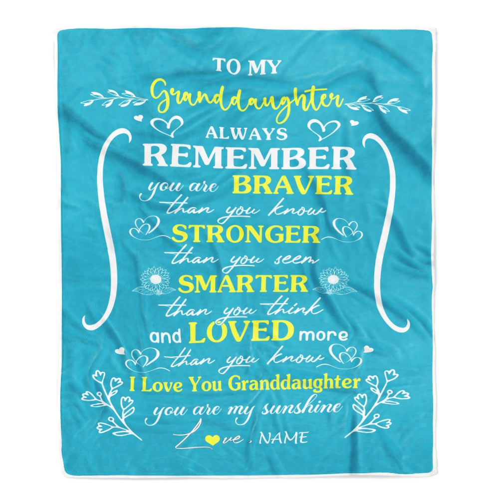 Personalized To My Granddaughter Blanket From Grandma Papa Mother Teal I Love You Granddaughter Birthday Christmas Gift Customized Bed Quilt Fleece Throw Blanket | siriusteestore