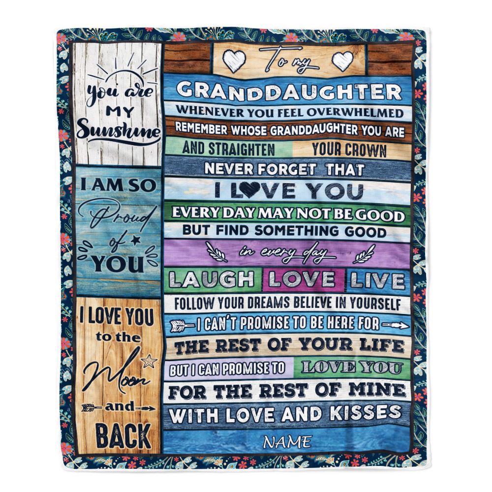 Personalized To My Granddaughter Blanket From Grandma Papa Wood Whenever You Feel Overwhelmed Granddaughter Birthday Christmas Customized Fleece Blanket | siriusteestore