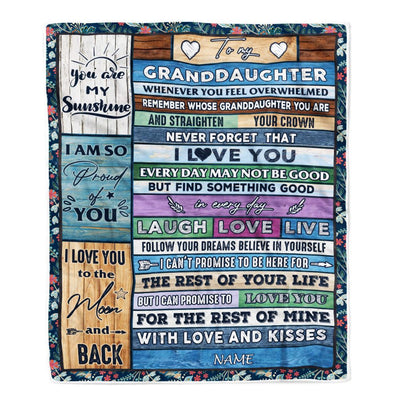 Personalized To My Granddaughter Blanket From Grandma Papa Wood Whenever You Feel Overwhelmed Granddaughter Birthday Christmas Customized Fleece Blanket | siriusteestore