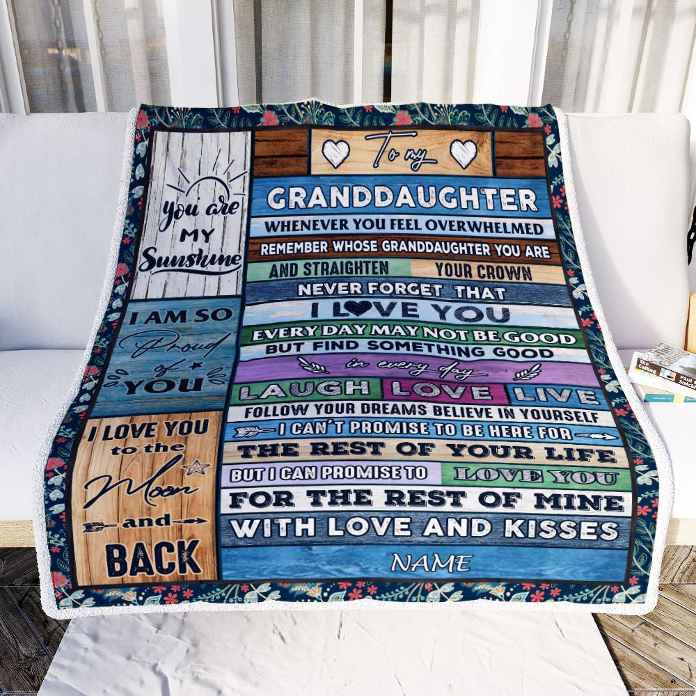 Personalized To My Granddaughter Blanket From Grandma Papa Wood Whenever You Feel Overwhelmed Granddaughter Birthday Christmas Customized Fleece Blanket | siriusteestore