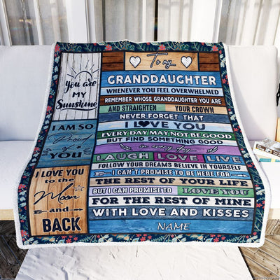 Personalized To My Granddaughter Blanket From Grandma Papa Wood Whenever You Feel Overwhelmed Granddaughter Birthday Christmas Customized Fleece Blanket | siriusteestore