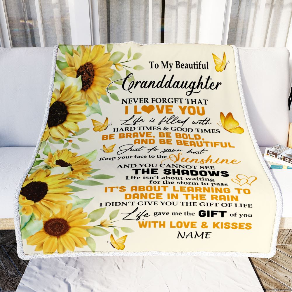 Personalized To My Granddaughter Blanket From Grandma Sunflower I Love You Beautiful Granddaughter Birthday Graduation Christmas Customized Fleece Blanket | siriusteestore