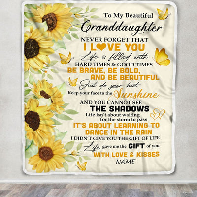 Personalized To My Granddaughter Blanket From Grandma Sunflower I Love You Beautiful Granddaughter Birthday Graduation Christmas Customized Fleece Blanket | siriusteestore