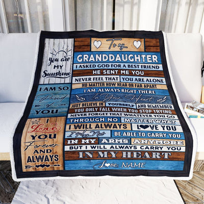 Personalized To My Granddaughter Blanket From Grandma Wood I Asked God For A Best Friend Granddaughter Birthday Christmas Customized Bed Fleece Throw Blanket | siriusteestore