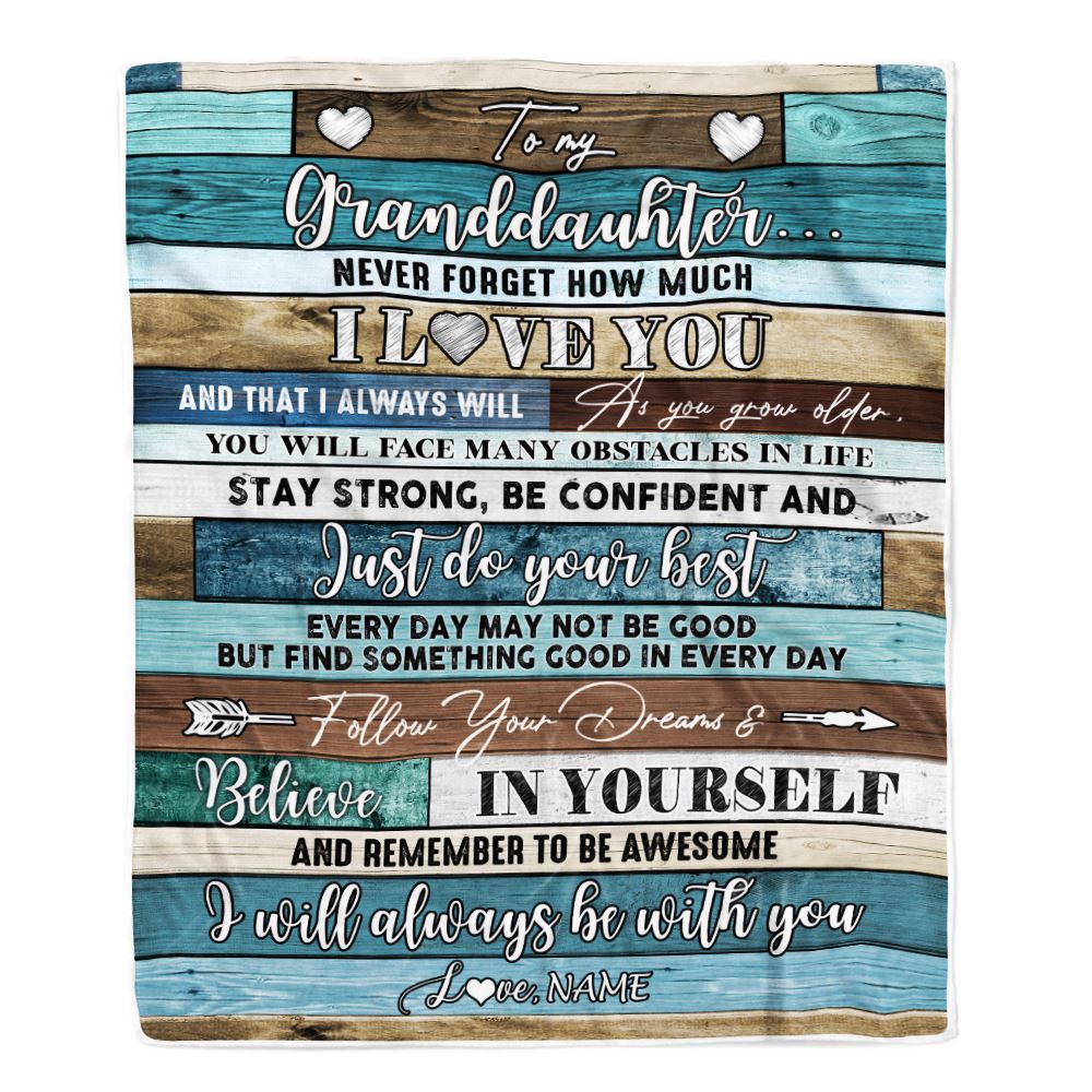 Personalized To My Granddaughter Blanket From Grandma Wood Never Forget I Love You Granddaughter Birthday Graduation Christmas Customized Fleece Throw Blanket | siriusteestore
