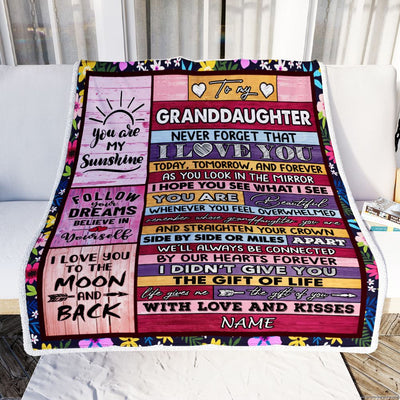 Personalized To My Granddaughter Blanket From Grandma Wood You Are Beautiful Granddaughter Birthday Graduation Christmas Customized Bed Fleece Throw Blanket | siriusteestore